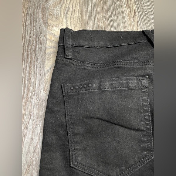 BlankNYC Black White Stripe Cropped Ankle Distressed  Raw Hem Skinny Jeans 27 - Picture 9 of 15